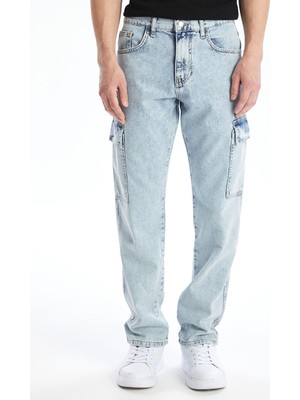 Erkek Yeni Sezon Kışlık Denim Kumaş Kargo Jean Pantolon Straight Fit 6 Cepli