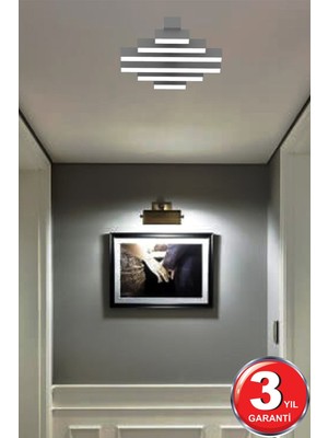 Nidage Parrılla ( Gri Kasa, Beyaz Işık ) Ledli Modern Plafonyer Led Avize, Salon, Mutfak, Oturma Odası