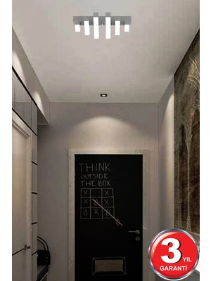 Nidage Parrılla ( Gri Kasa, Beyaz Işık ) Ledli Modern Plafonyer Led Avize, Salon, Mutfak, Oturma Odası