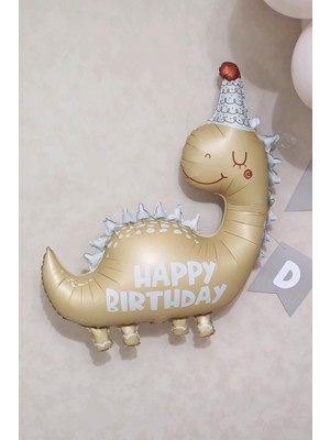 Pekshop Retro Renkler Dinozor Folyo Balon Happy Birthday Yazılı Kukutelalı Dinazor Doğum Günü Balonu