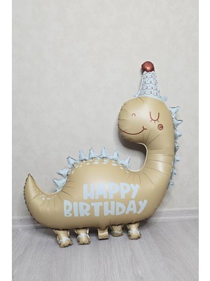 Pekshop Retro Renkler Dinozor Folyo Balon Happy Birthday Yazılı Kukutelalı Dinazor Doğum Günü Balonu