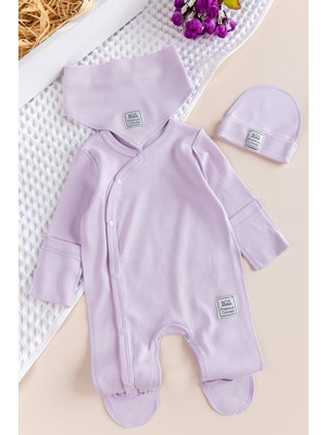 Babymod Kendinden Eldivenli Naturel Bebek Tulum Takım