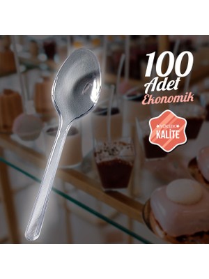 Stylish 100'LÜ Plastik, Kullan At Kaşık- Şeffaf