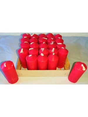 Online Kapında Kırmızı Bar Mum 24'lü