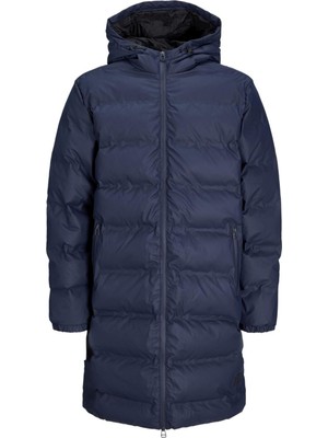 Jack & Jones Jcoelements Uzun Şişme Erkek Mont Su Geçirmez Kapüşonlu Lacivert 12239014