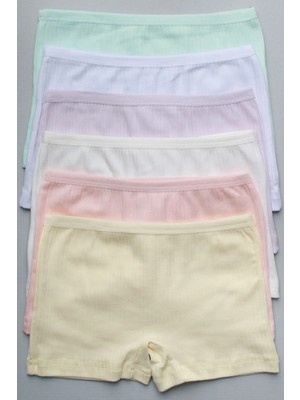 Cubbux Kız Çocuk Renkli Boxer 6'lı Paket Yumuşak Pamuk-Elastan Kumaş ile Rahat Kullanım