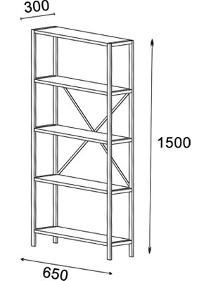 Vega 5 Raflı Metal Kitaplık 65 cm Atlantik Çam