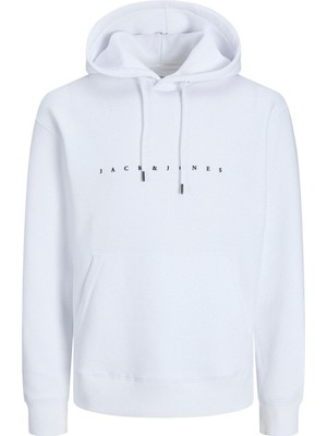 Jack & Jones Erkek Sweatshirt Beyaz 12233972 Jjestar Jj Sweat Hood Noos