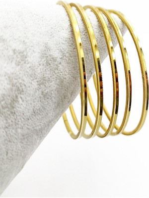 Mona Roza Gümüş Ajda Gold Kaplama 5 Adet 925 Ayar Gümüş Bilezik