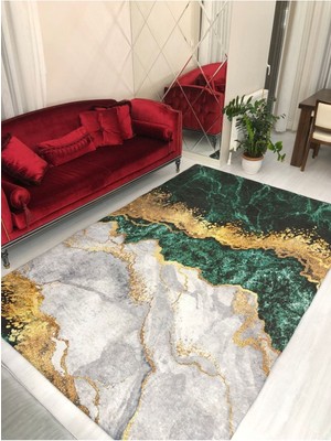 Carpet Cover Yeni Model Zümrüt Mermer Halı Örtüsü