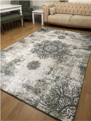 Carpet Cover Gri Padişah Model Ipek Kadife Lastikli Halı Örtüsü