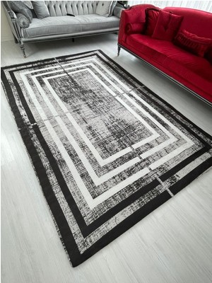 Carpet Cover Siyah Çerçeve Yeni Model Kadife Halı Örtüsü