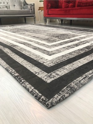 Carpet Cover Siyah Çerçeve Yeni Model Kadife Halı Örtüsü