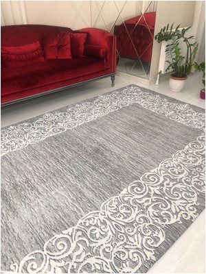 Carpet Cover Suyolu Gri Model Lastikli Kadife Halı Örtüsü