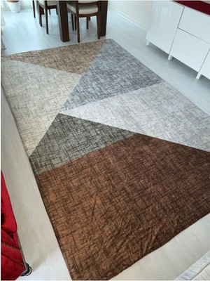 Carpet Cover Yeni Kahverengi Piramit Lastikli Kadife Halı Örtüsü