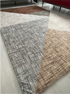 Carpet Cover Yeni Kahverengi Piramit Lastikli Kadife Halı Örtüsü