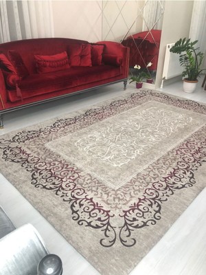 Carpet Cover Mürdüm Model Ipek Kadife Lastikli Halı Örtüsü/kılıfı