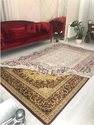 Carpet Cover Mürdüm Model Ipek Kadife Lastikli Halı Örtüsü/kılıfı