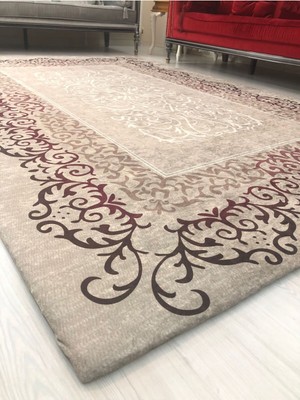 Carpet Cover Mürdüm Model Ipek Kadife Lastikli Halı Örtüsü/kılıfı