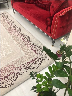 Carpet Cover Mürdüm Model Ipek Kadife Lastikli Halı Örtüsü/kılıfı