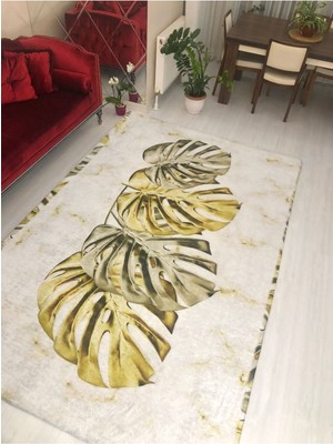 Carpet Cover Yeni Desen Yeşil Yaprak Modeli Kadife Halı Örtüsü