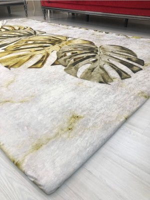 Carpet Cover Yeni Desen Yeşil Yaprak Modeli Kadife Halı Örtüsü