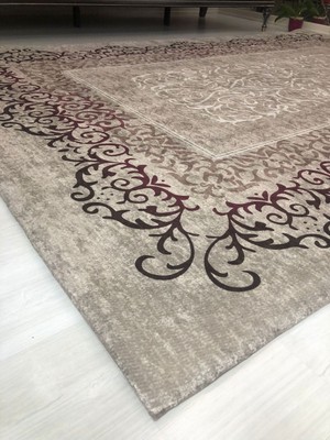 Carpet Cover Mürdüm Model Lastikli Kadife Halı Örtüsü