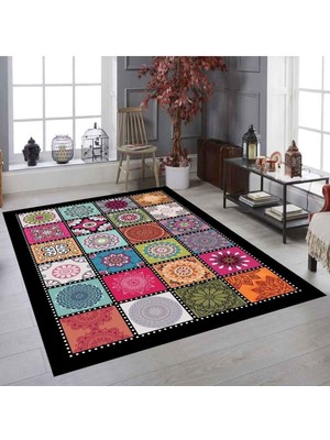 Carpet Cover Patchwork Model Lastikli Halı Örtüsü