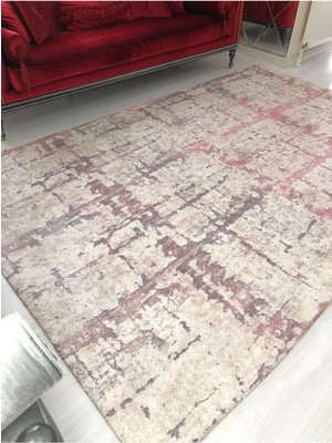 Carpet Cover Pembe Jet Model Lastikli Kadife Halı Örtüsü