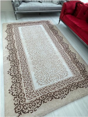 Carpet Cover Tarçın Model Ipek Kadife Lastikli Halı Örtüsü/kılıfı