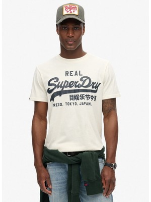 Superdry Bisiklet Yaka Ekru Erkek T-Shirt M1012025A39E_CLASSIC Vl Graphıc T S