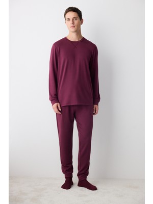 Penti Bordeux Bordo Jogger Pantolon Pijama Takımı