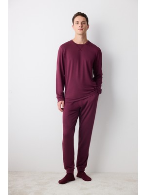 Penti Bordeux Bordo Jogger Pantolon Pijama Takımı