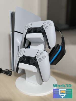 Work3d Ps5 2li Kol Tutucu + Kulaklık Standı ( 3 In 1 ) Beyaz