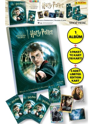 Toyfest Panini Mega Başlangıç Harry Potter Albümü + 3 Trading Kart Paketi (18 Kart) + 3 Limited Edition Kart