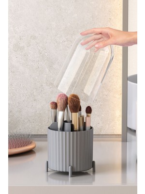 Tekno Trust Zebra Makyaj Fırçası ve Kozmetik Düzenleyici Şeffaf Kapaklı Hijyenik Organizer