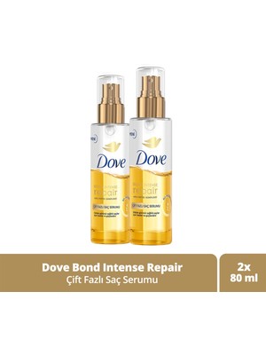 Dove Çift Fazlı Saç Serumu Bond Intense Repair + Peptid Kompleksi 80 Ml X2