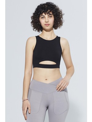 Comm-Ci Ella Halter Yaka CutOut Detaylı Organik Pamuk Örme Crop Body 1103