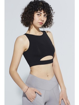 Comm-Ci Ella Halter Yaka CutOut Detaylı Organik Pamuk Örme Crop Body 1103