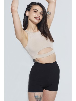 Comm-Ci Ella Halter Yaka CutOut Detaylı Organik Pamuk Örme Crop Body 1103