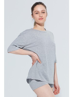 Comm-Ci Edna Unisex Bisiklet Yaka Loose Fit Örme T-Shirt 1109