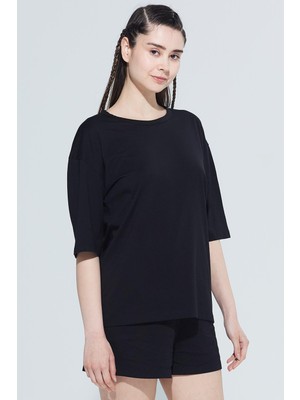 Comm-Ci Edna Unisex Bisiklet Yaka Loose Fit Örme T-Shirt 1109