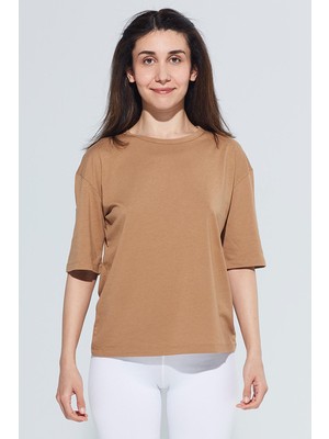 Comm-Ci Edna Unisex Bisiklet Yaka Loose Fit Örme T-Shirt 1109