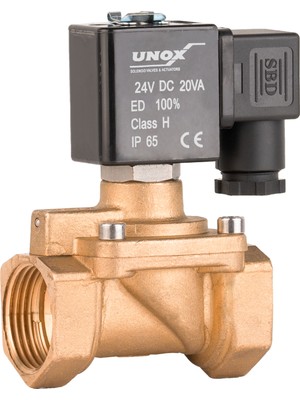 Unox 24V DC Tam Geçişli Genel Maksat Solenoid Valf Normalde Açık 3/4" (0,5-16 Bar)