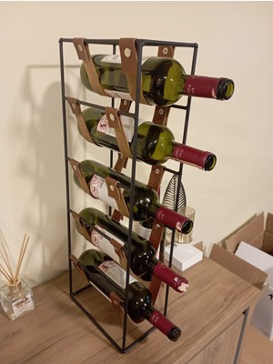 Gogka Dekoratif Wine Rack Drink Stand 5 Li Metal Şaraplık Içecek Standı Deri Bantlı Şaraplık