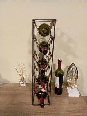 Gogka Dekoratif Wine Rack Drink Stand 5 Li Metal Şaraplık Içecek Standı Deri Bantlı Şaraplık