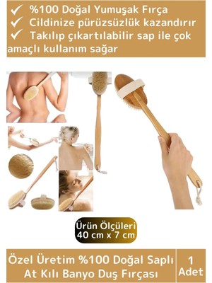 Wintoup Özel Üretim Doğal Yumuşak Vücut Masajı Etkili Saplı At Kılı Banyo Duş Fırçası