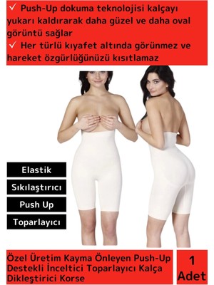 Premium Kalça Toparlayıcı Korse Yüksek Bel Iz Göstermeyen Kaymaz Push Up Destekli Toparlayıcı Korse