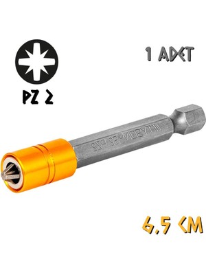 Kupa Hırdavat Tyson Mıknatıslı Bits Uç - Tek Yönlü - Pz2 Yıldız - 6.5 Cm. - 1 Adet