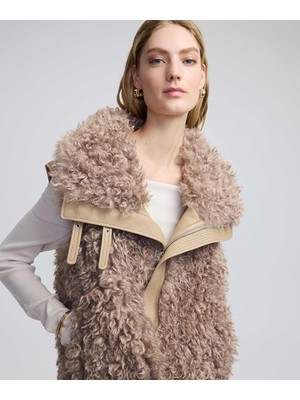 Geniş Yakalı Shearling Yelek IW6240012138014